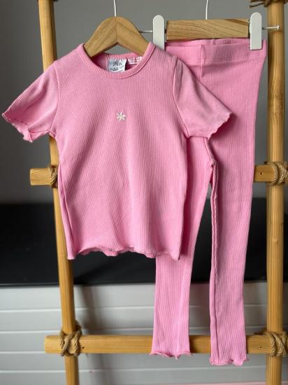 PAPATYA DESEN PEMBE FİTİLLİ TAKIM