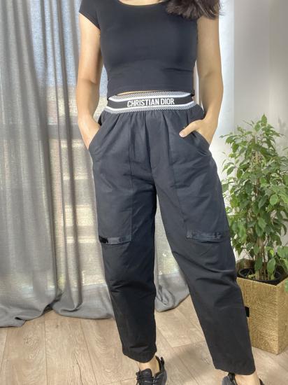 BELİ LASTİKLİ SİYAH KARGO PANTOLON